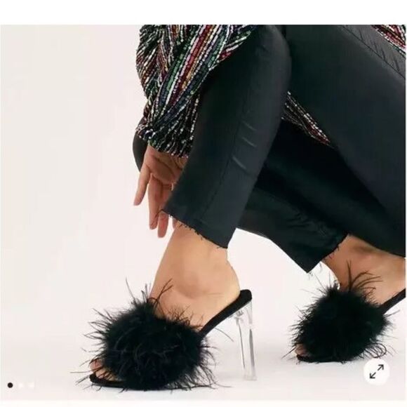 Jeffrey Campbell Free People Daisy Black Heel Feathers US 8 - Picture 2 of 7